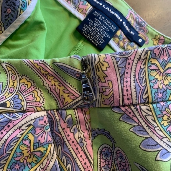 Ralph Lauren Golf Skirt Skort Paisley Green Purple Pink Size 6 Cotton Blend - Picture 9 of 14